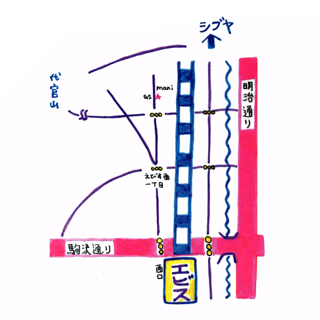 恵比寿駅からMANIまでの地図